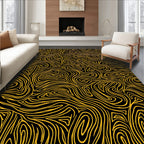 Abstract Swirls Golden Stripe Pattern Rug