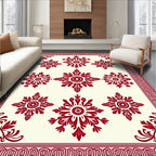 Classic Red Blossom Detailed Pattern Rug