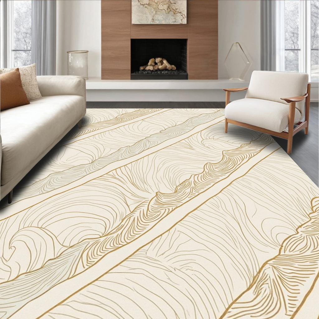 Abstract Wavy Diagonal Stripe Design Rug
