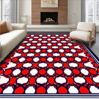Bold Red Hexagonal Geometric Pattern Rug