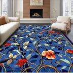 Classic Floral Blue Gold Design Rug