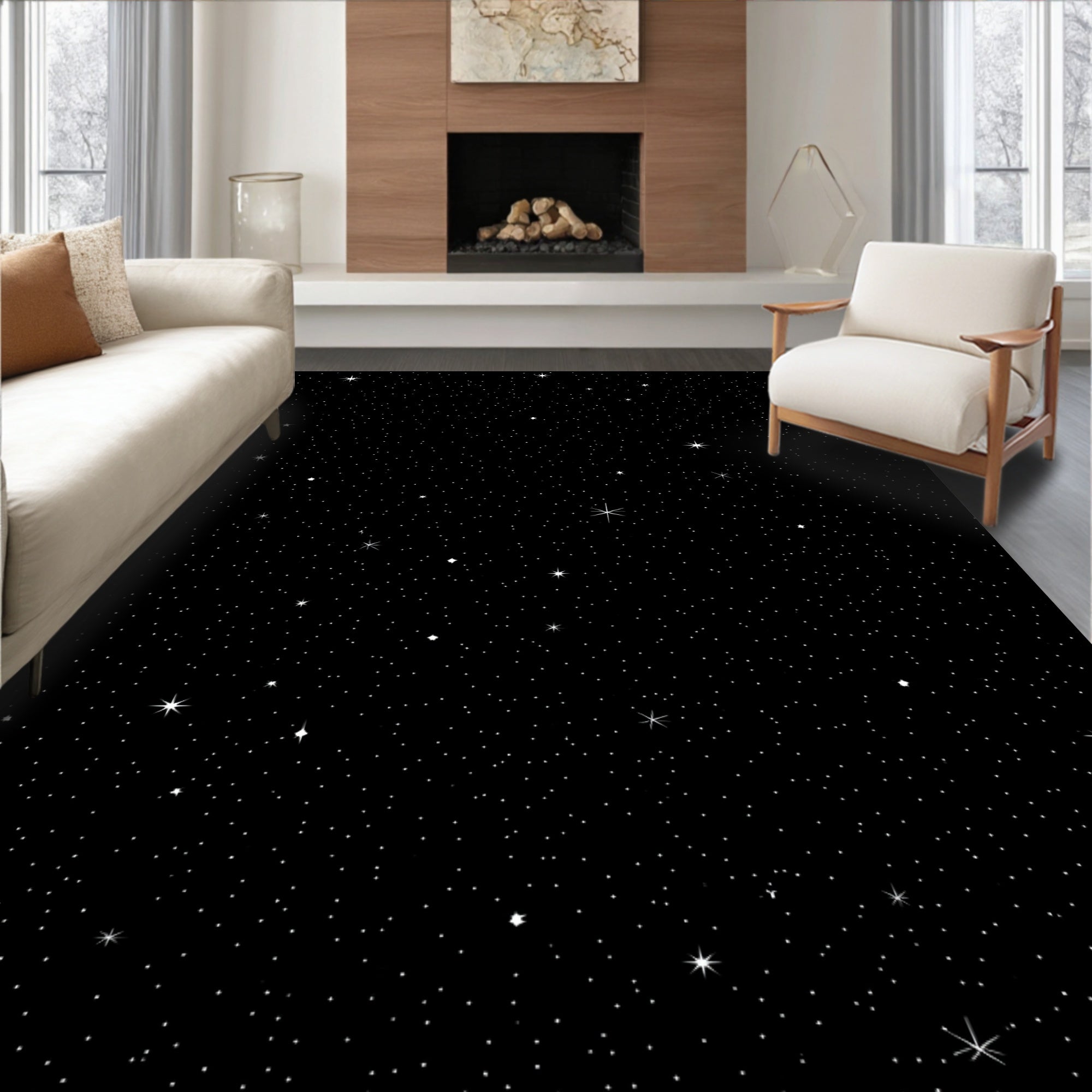 Midnight Starry Night Sky Design Rug