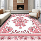 Pink Floral Symmetry Decorative Rug