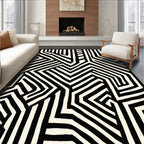 Bold Black White Geometric Abstract Rug