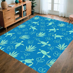 Sea Turtle Leaf Pattern Design Rug
