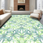 Green Lace Floral Patterned Design Rug