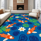 Orange Koi Fish Lily Pad Pattern Rug