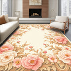Floral Border With Peony Motifs Rug