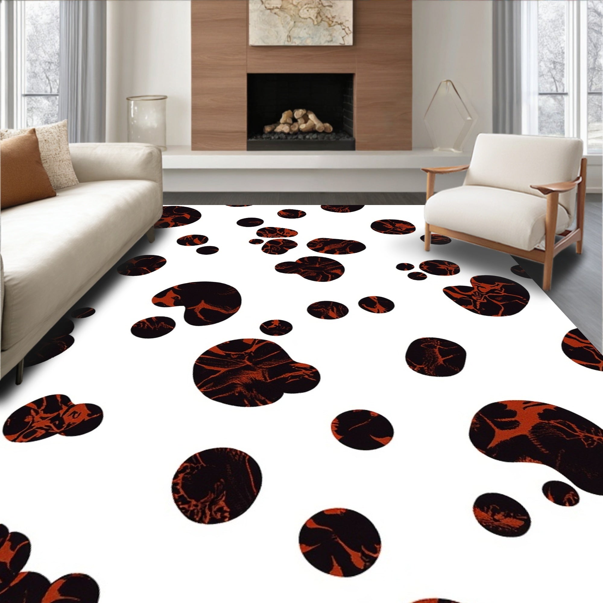 Organic Blotch Patterned Graphic Design Rug