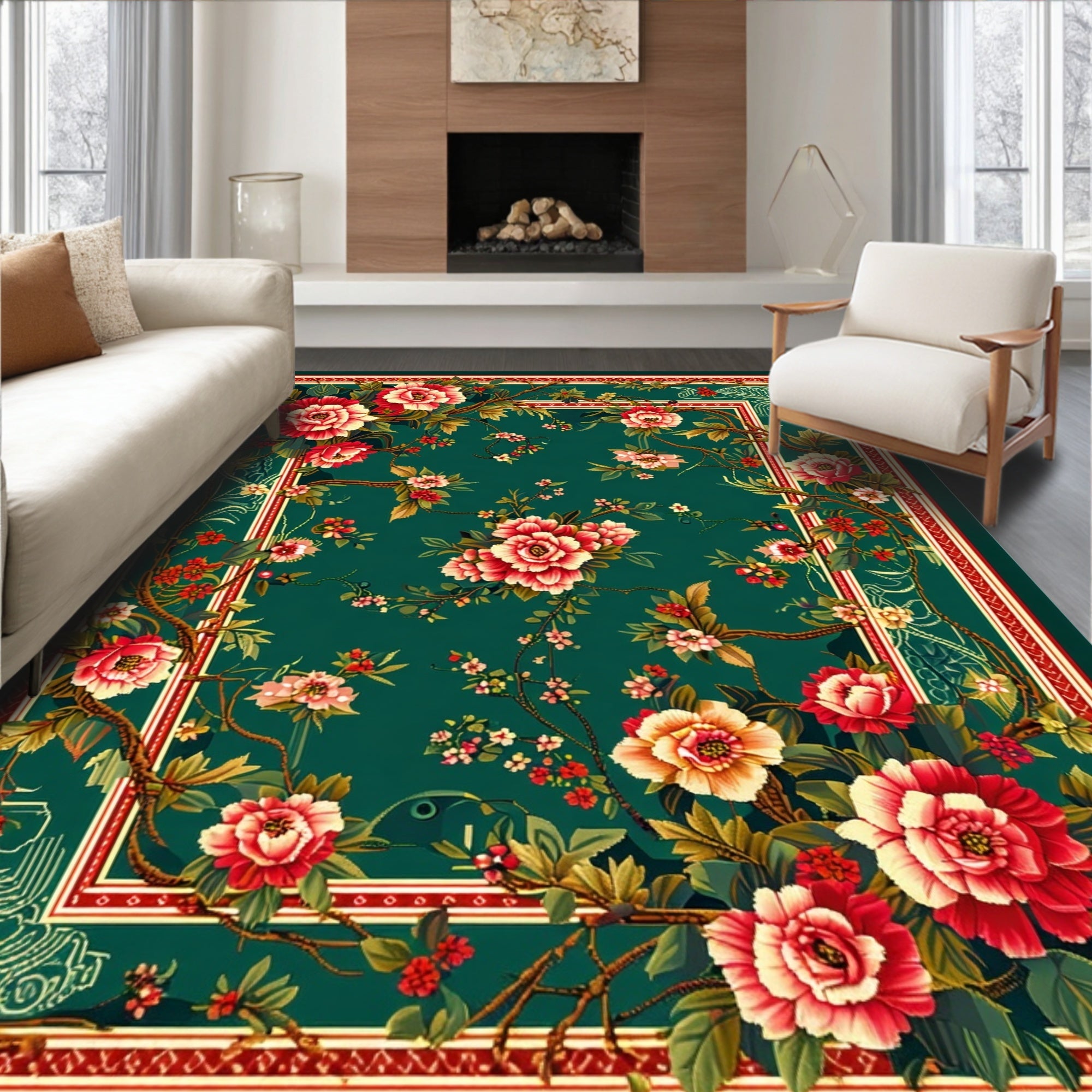 Aesthetic Floral Vine Pattern Rug