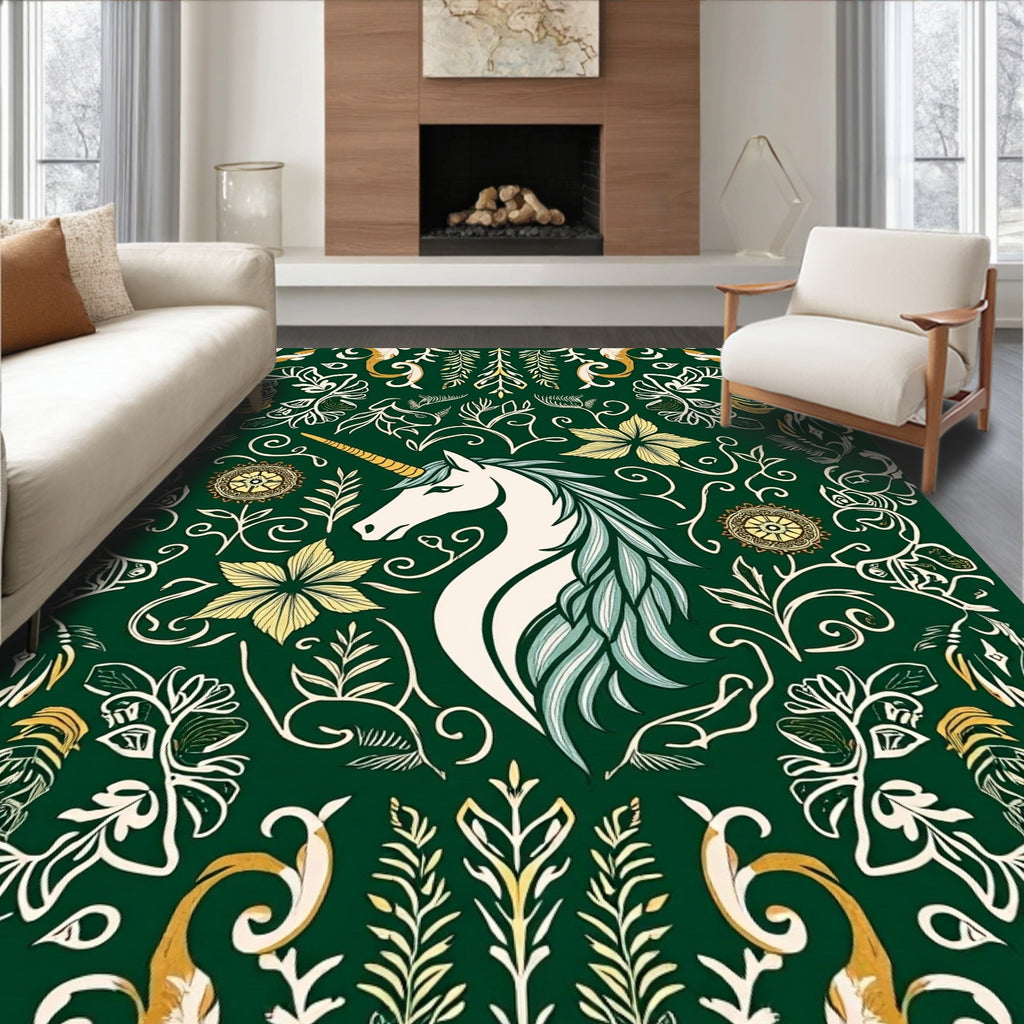 Ethereal Unicorn Floral Pattern Design Rug