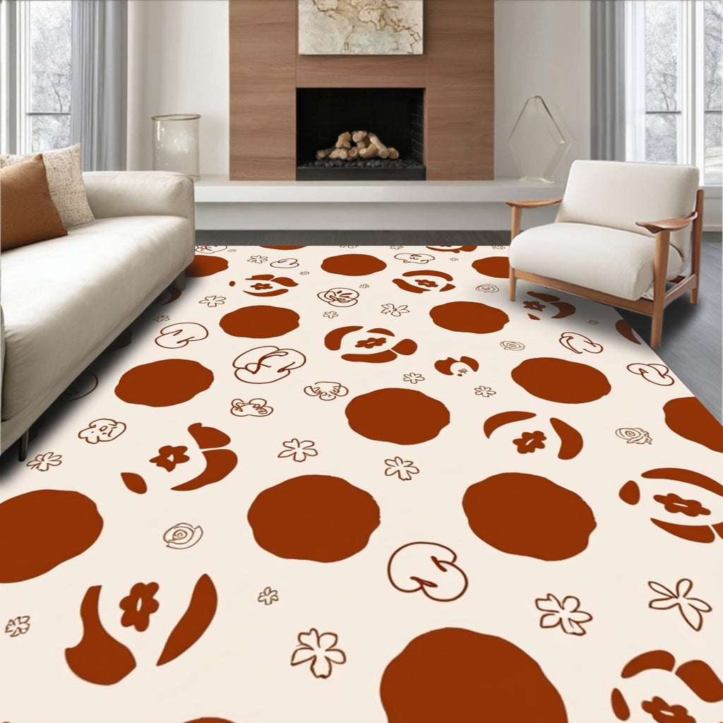 Bold Dot Floral Outline Pattern Rug
