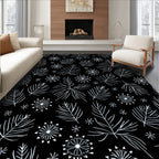 Black White Pine Needle Snowflake Rug