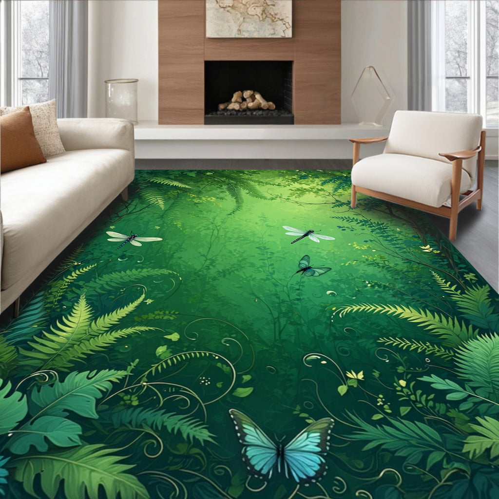 Enchanted Forest Dragonfly Butterfly Rug