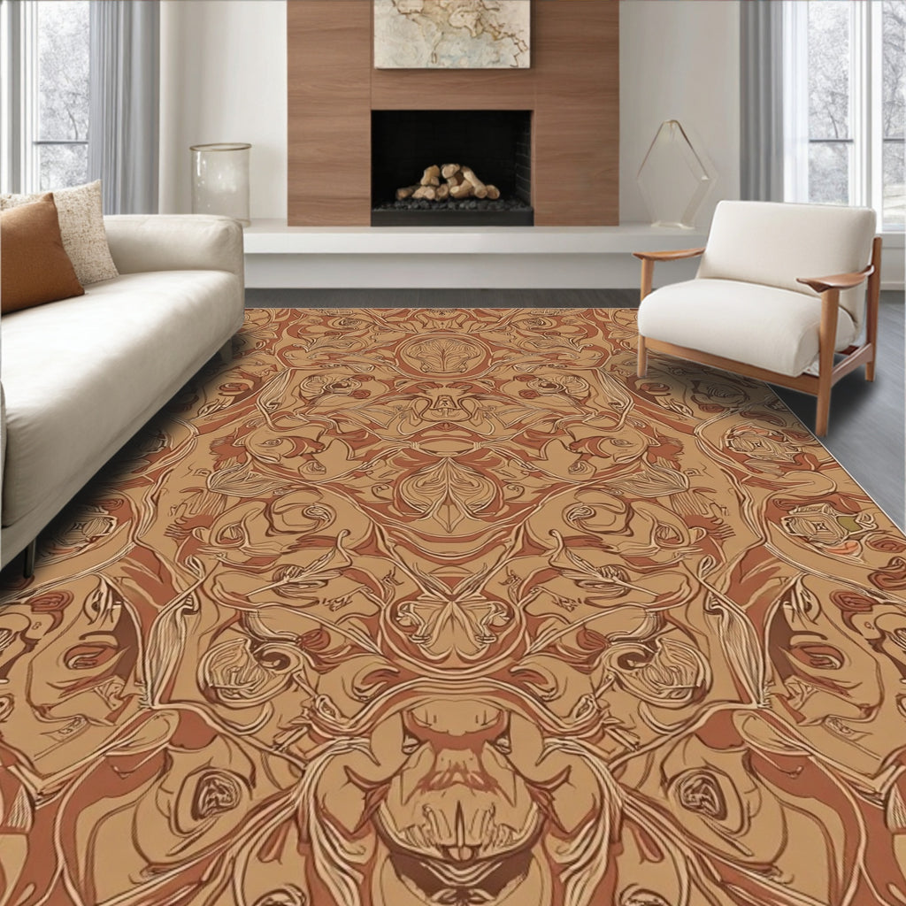Brown Abstract Swirls Pattern Design Rug