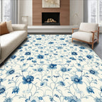 Classic Blue Floral Vine Pattern Rug