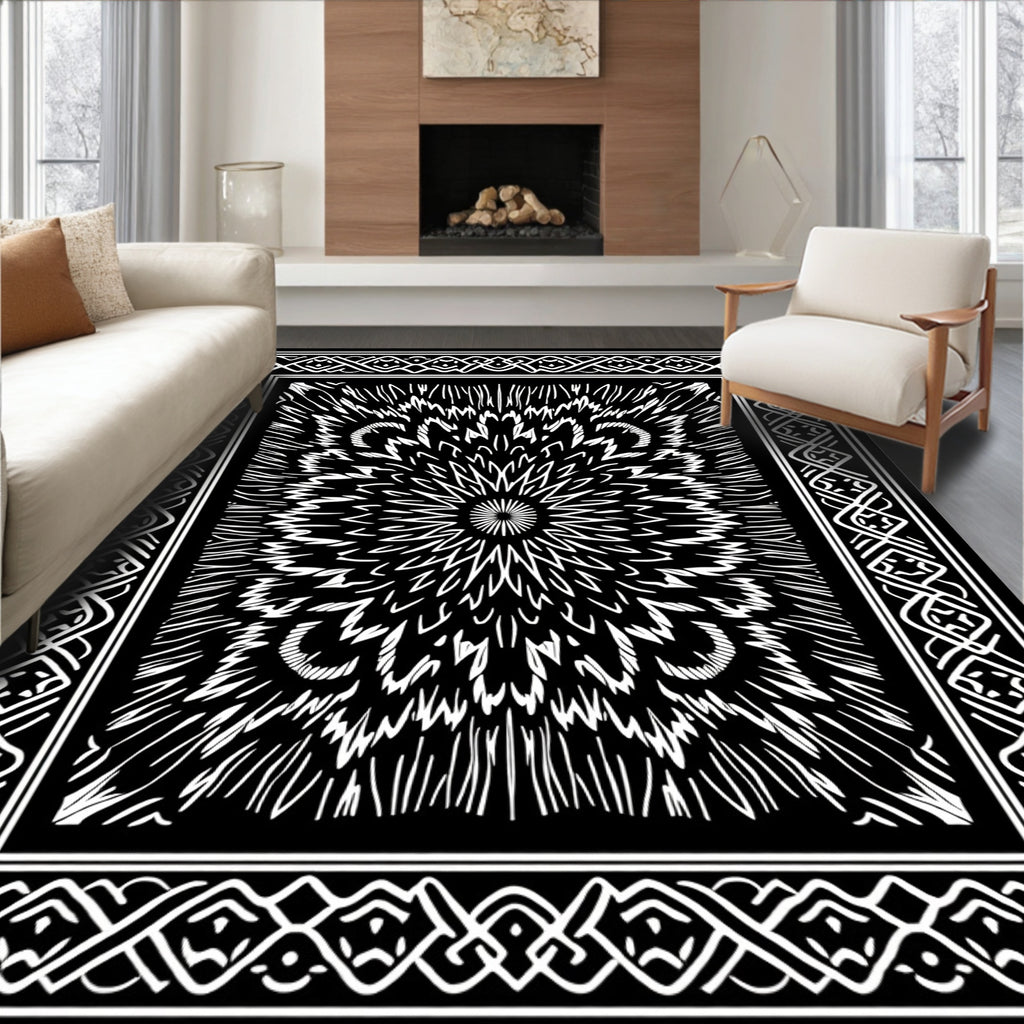 Intricate Starburst Mandala Pattern Rug
