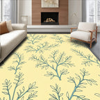 Light Yellow Leaf Branch Pattern Rug