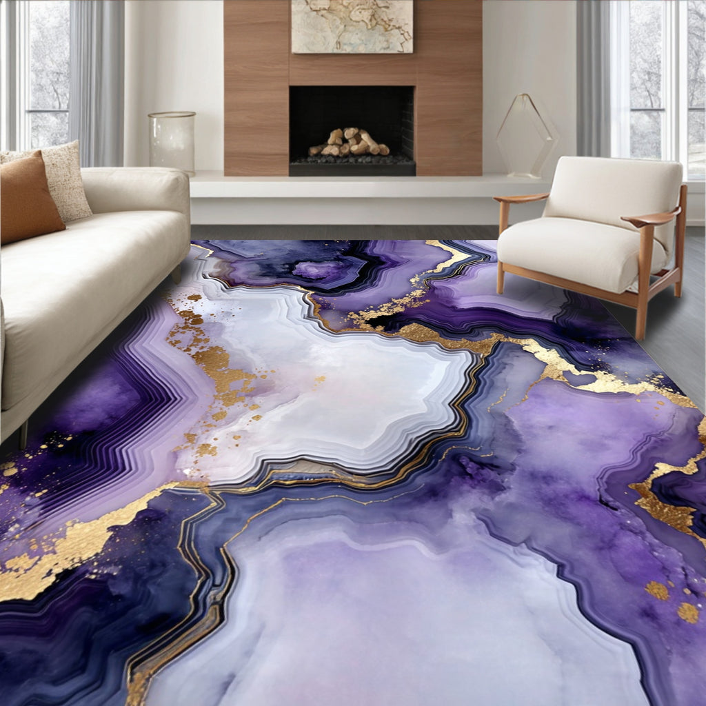 Amethyst Gold Veined Abstract Rug