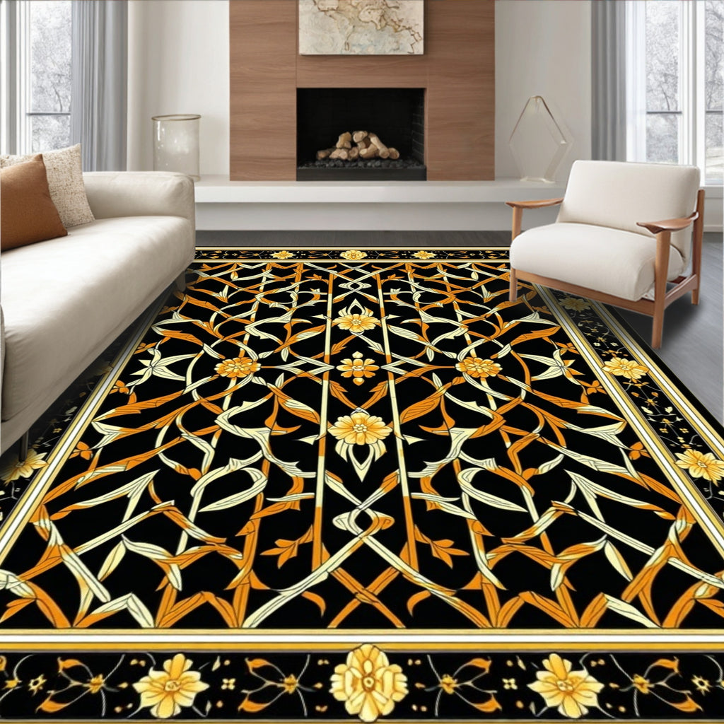 Intricate Floral Lattice Design Rug