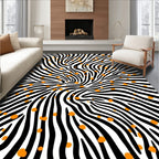 Bold Zebra Print With Orange Dots Rug