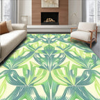 Stylized Green And Blue Art Nouveau Floral Rug