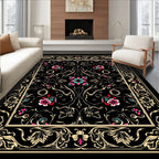 Rich Floral Scroll Border Design Rug