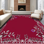 Elegant Floral Vines Border Design Rug