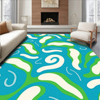 Boho Blue Green Organic Swirls Rug