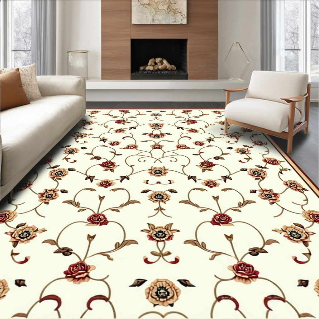 Elegant Floral Vines Pattern Rug