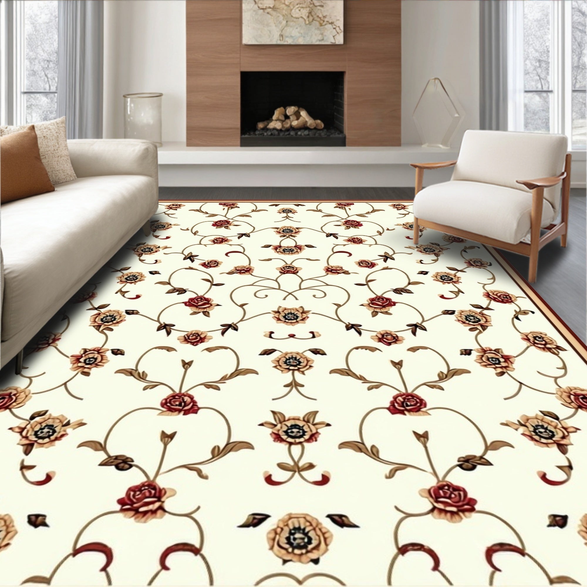 Elegant Floral Vines Pattern Rug