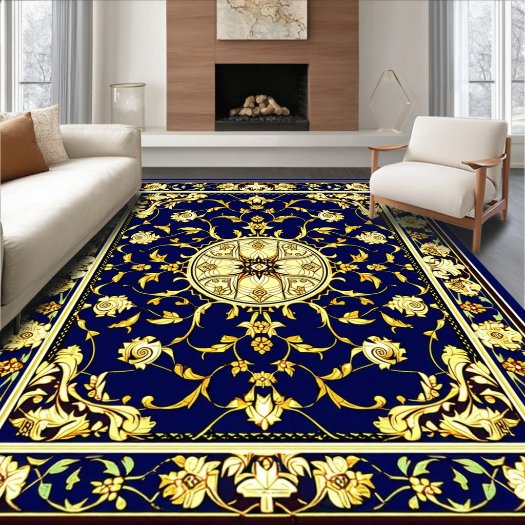 Ornate Floral Medallion Pattern Rug