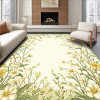 Delicate Yellow Floral Vine Pattern Rug