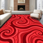 Red Swirling Abstract Pattern Rug
