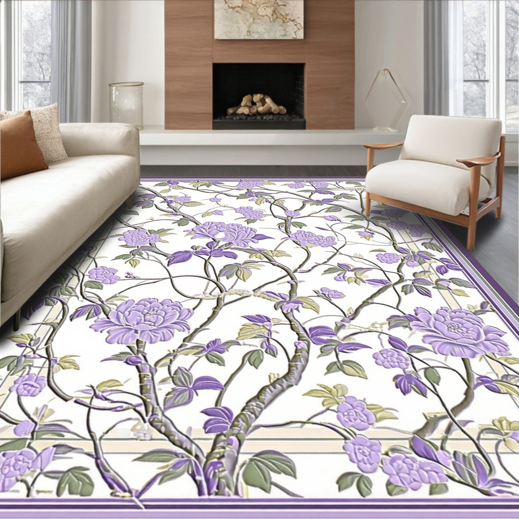 Botanical Vine Lavender Floral Rug