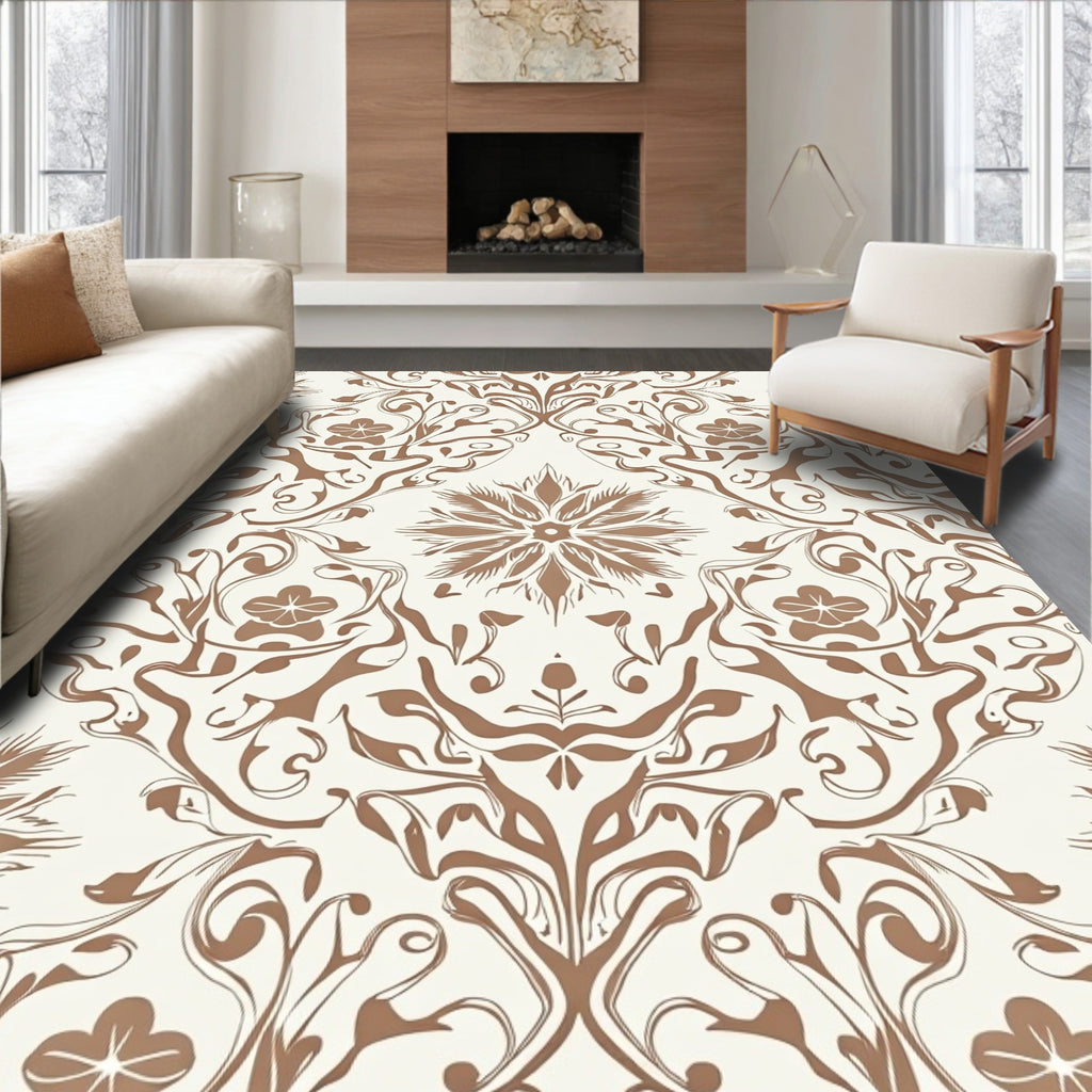 Symmetrical Floral Vine Pattern Design Rug