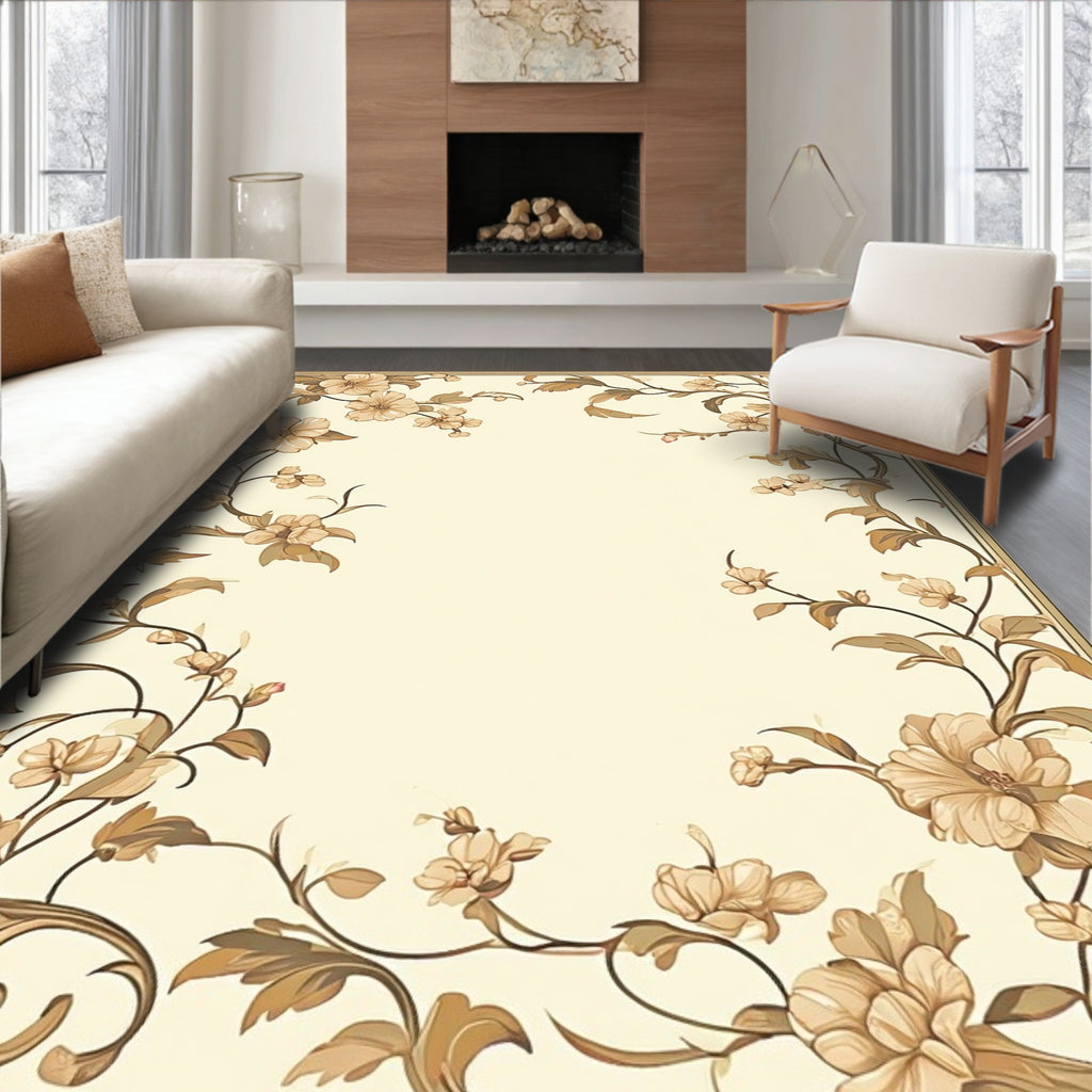 Floral Vine With Elegant Botanical Motif Rug