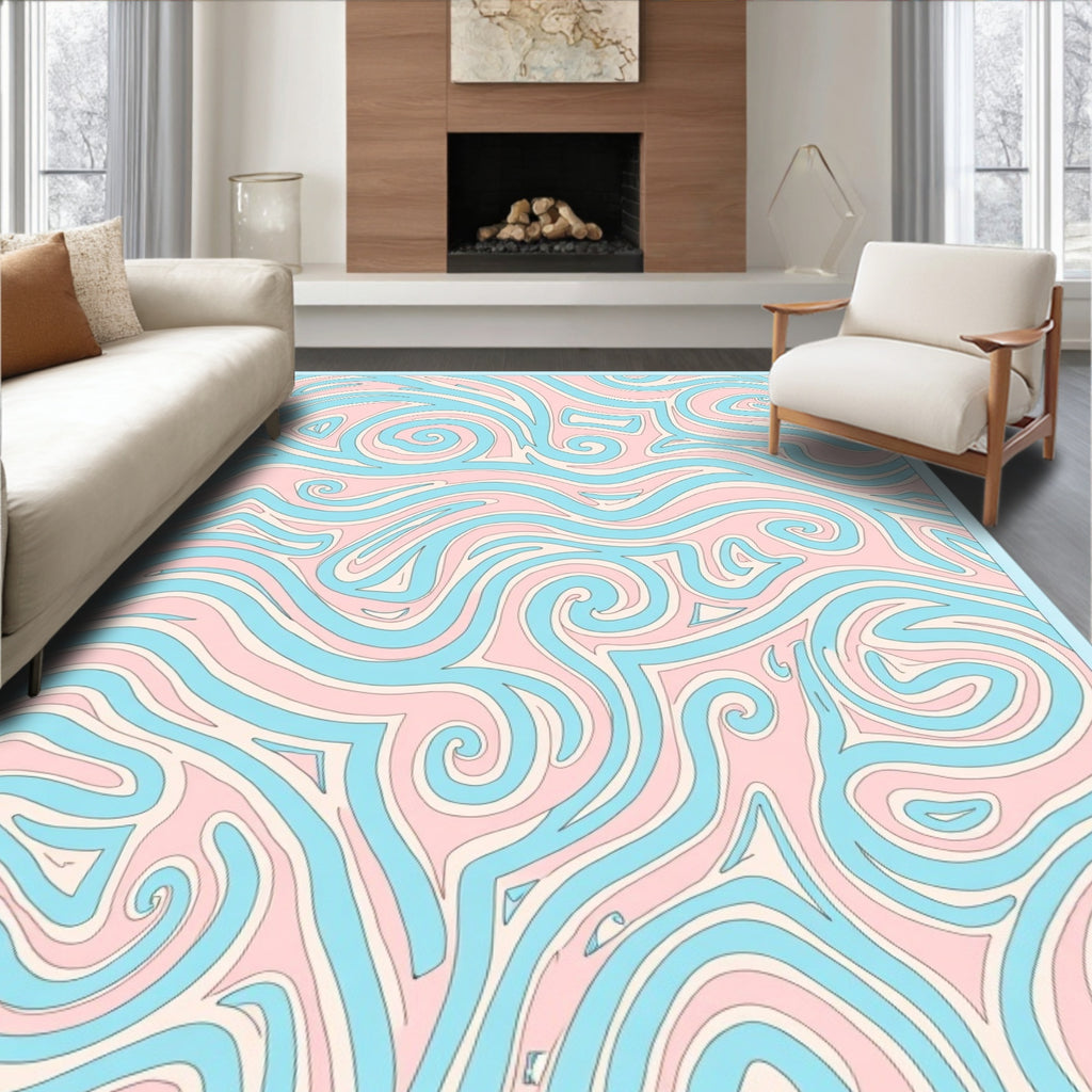 Soft Pastel Swirl Organic Pattern Rug