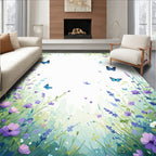 Whimsical Butterfly Lavender Field Design Rug