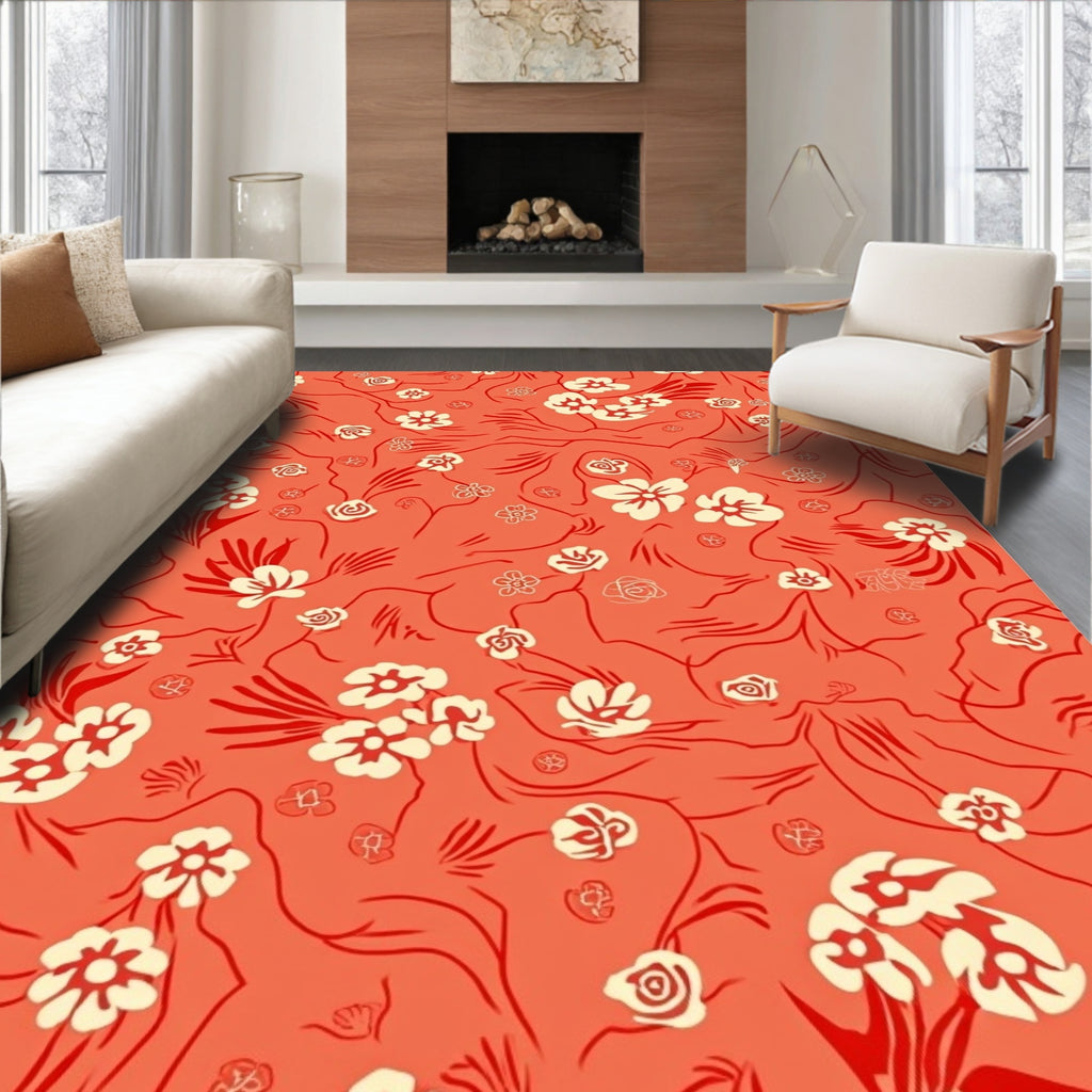 Floral Swirls Abstract Pattern Rug