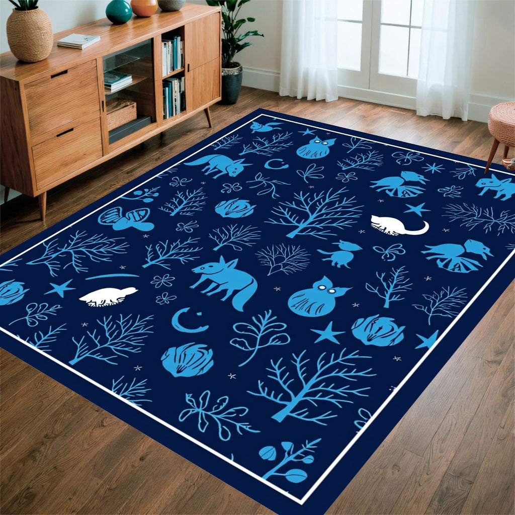 Whimsical Forest Creatures And Foliage Rug