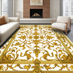 Ornate Gold Filigree Scroll Pattern Rug