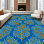 Blue And Yellow Feathery Pattern Design Rug