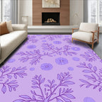 Lavender Floral Branch Botanical Pattern Rug