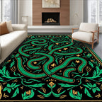 Emerald Serpent Floral Garden Design Rug