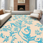 Turquoise Vine Patterned Pastel Rug