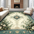 Floral Vines With Geometric Center Rug
