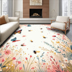 Whimsical Butterflies and Bees Meadow Design Rug