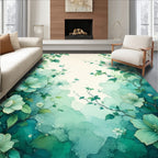 Ethereal Teal Floral Vine Pattern Rug