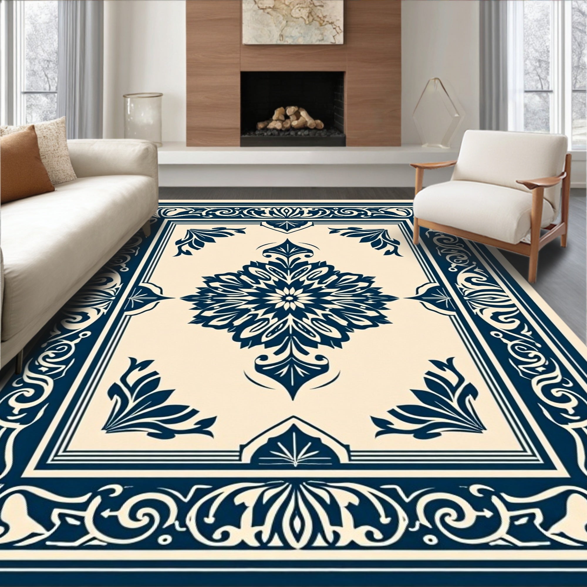 Classic Floral Medallion Border Rug